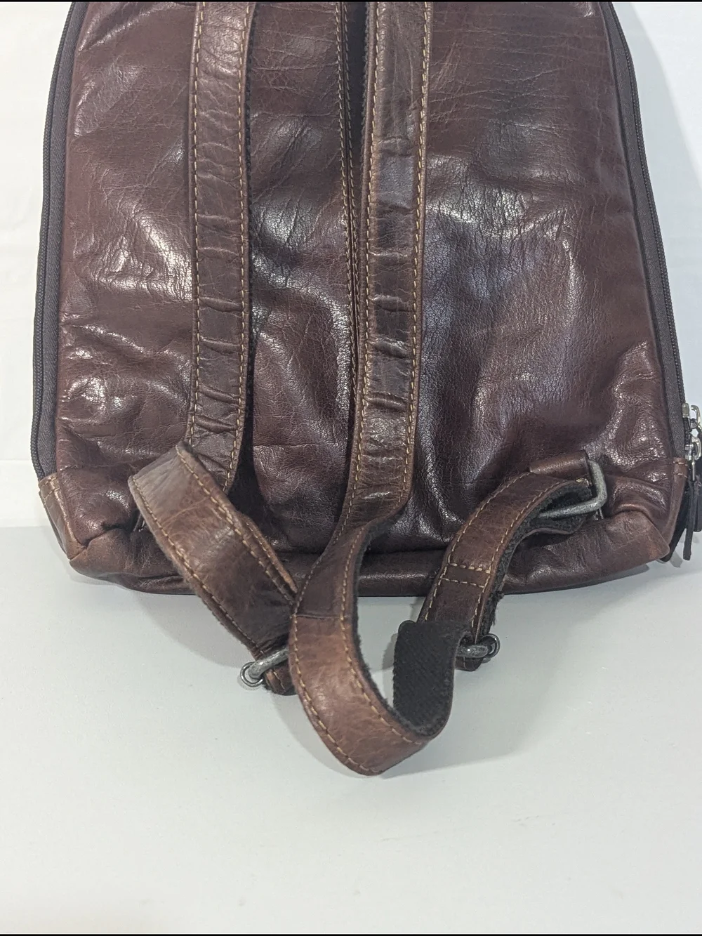 Jack Georges Brown Genuine Leather Backpack Daypack Travel Bag Vintage Distresse